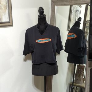The Hundreds Black and Orange Crop T-shirt